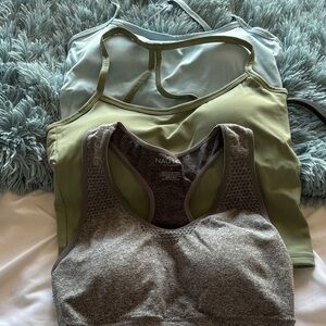Sports Bra Trio - Gray, Olive, Sky Blue